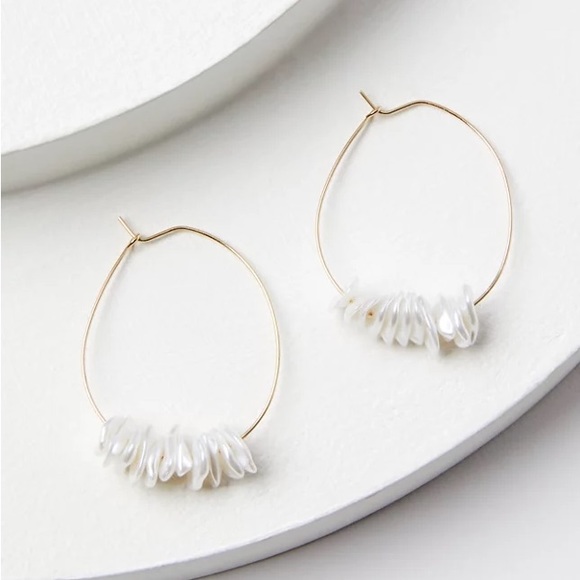 LOFT Jewelry - NWT Loft Freshwater Pearl Teardrop Hoop Earrings